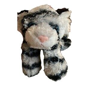 Aurora Flopsies Bean Filled Black and White Cat Plush Stuffed Animal Small